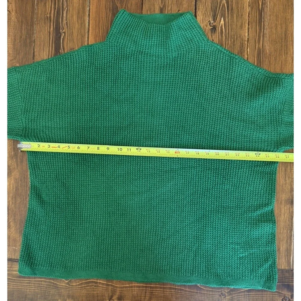 J. JILL Women's PLUS 2X Green Waffle Knit Mock Neck Sweater Relaxed Fit
